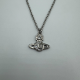 VIVIENNE WESTWOOD SILVER MOON CRYSTAL SATURN NECKLACE