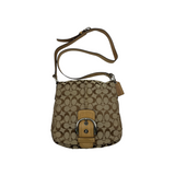 COACH SIGNATURE KHAKI & TAN BUCKLE CROSSBODY