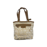 COACH SIGNATURE CANVAS CREAM SHOULDER BAG