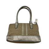 COACH SIGNATURE STRIPE TRIM HAND BAG
