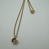DIOR CRYSTAL BIG CD NECKLACE BLACK GOLD