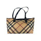 BURBERRY CHECK CANVAS TOTE BAG