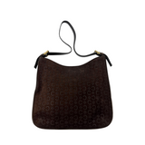 CELINE “C” MONOGRAM SUEDE SHOULDER BAG