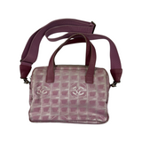 CHANEL PINK CANVAS JACQUARD SHOULDER BAG