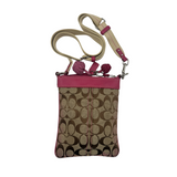 COACH SIGNATURE KHAKI & PINK CROSSBODY BAG