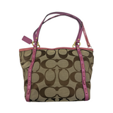 COACH SIGNATURE TOTE WITH PINK TRIM & SCARF