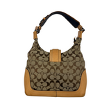 COACH SIGNATURE CANVAS & LEATHER HOBO BAG