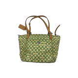 COACH GREEN SIGNATURE SATIN TOTE BAG