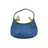 COACH BLUE & LIME SIGNATURE HOBO BAG