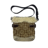 COACH FUR SIGNATURE CANVAS SHOULDER BAG