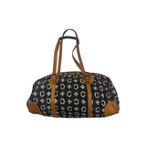 CELINE MACADAM CANVAS NAVY BOSTON BAG