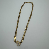 DIOR CD CRYSTAL THICK GOLD NECKLACE