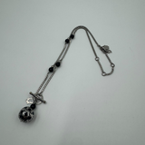DIOR BLACK ORB SILVER NECKLACE