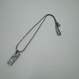 DIOR TROTTER BLUE PLATE SILVER NECKLACE