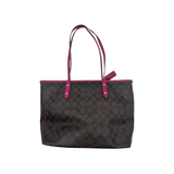 COACH SIGNATURE BROWN AND MAGENTA CITY ZIP TOTE