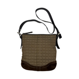 COACH SIGNATURE BROWN SUEDE TRIM CROSSBODY BAG