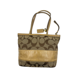 COACH SIGNATURE KHAKI BROWN STRIPE TOTE BAG