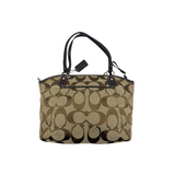 COACH BROWN SIGNATURE STRIPE TOTE BAG