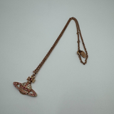 VIVIENNE WESTWOOD PINK CRYSTAL FLAT ORB NECKLACE