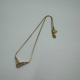 DIOR CRYSTAL V PETAL GOLD NECKLACE