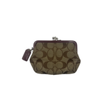 COACH BROWN SIGNATURE KISSLOCK COIN PURSE