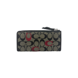 COACH BLACK & RED SIGNATURE LONG WALLET