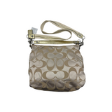 COACH BEIGE SIGNATURE DOUBLE POCKET CROSSBODY BAG