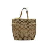COACH SIGNATURE GOLD TRIM TOTE BAG