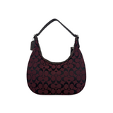 COACH BURGUNDY SIGNATURE SMALL HOBO BAG