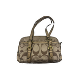 COACH KHAKI SIGNATURE SATCHEL BAG
