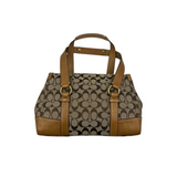 COACH BROWN SIGNATURE TURNLOCK SATCHEL