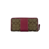 COACH KHAKI & RED SIGNATURE LONG WALLET