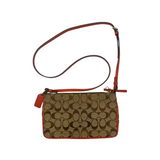 COACH TAN & ORANGE SIGNATURE STRIPE CROSSBODY