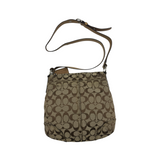 COACH SIGNATURE KHAKI & TAN BUCKLE CROSSBODY