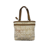 COACH SIGNATURE CANVAS CREAM SHOULDER BAG