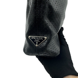 PRADA PERFORATED LEATHER TOTE BLACK BAG