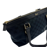 GUCCI GG BLACK CANVAS ABBEY TOTE BAG