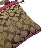 COACH SIGNATURE KHAKI & PINK CROSSBODY BAG