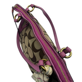 COACH SIGNATURE TOTE WITH PINK TRIM & SCARF