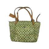 COACH GREEN SIGNATURE SATIN TOTE BAG
