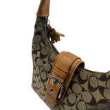 COACH SIGNATURE CANVAS & LEATHER HOBO BAG