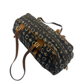 CELINE MACADAM CANVAS NAVY BOSTON BAG