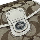 COACH SIGNATURE KHAKI TURNLOCK CROSSBODY BAG