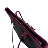 COACH SIGNATURE BROWN AND MAGENTA CITY ZIP TOTE