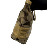 COACH SIGNATURE KHAKI BROWN STRIPE TOTE BAG