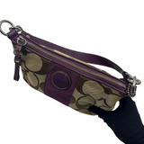 COACH SIGNATURE KHAKI & PURPLE STRIPE HANDBAG