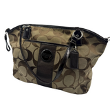COACH BROWN SIGNATURE STRIPE TOTE BAG