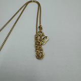 DIOR CRYSTAL V PETAL GOLD NECKLACE