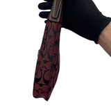 COACH BURGUNDY SIGNATURE SMALL HOBO BAG