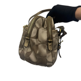 COACH KHAKI SIGNATURE SATCHEL BAG